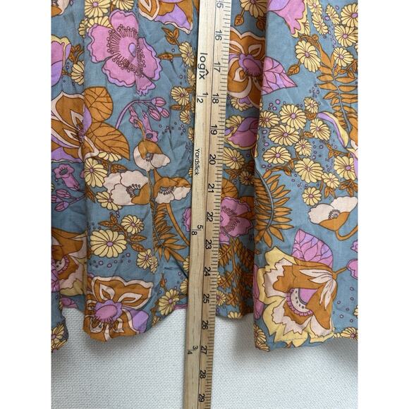 NWT Entro Women's Sz S Runs Big V-neck ruffled Collar floral 3/4 sleeves Boho - Picture 16 of 16